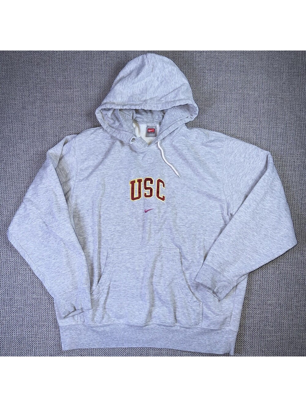 USC Trojans Hoodie Sweatshirt Mens Large Gray NCAA Football Nike Pullover Y2K